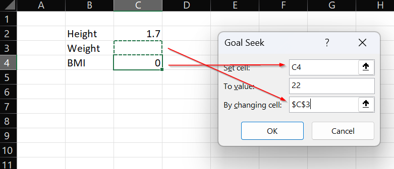 Goal seek form fill